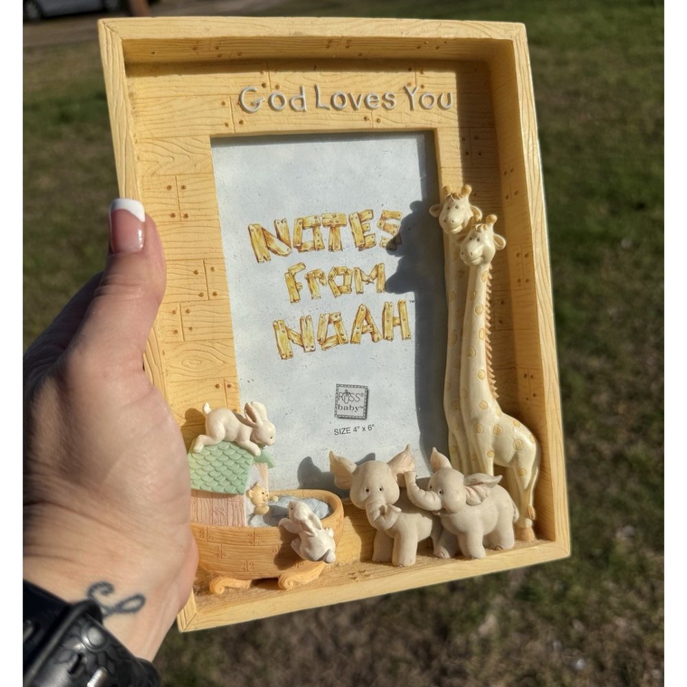 RUSS Baby Notes From Noah Ark 4X6 Handpainter Shadowbox Picture Photo Frame EUC